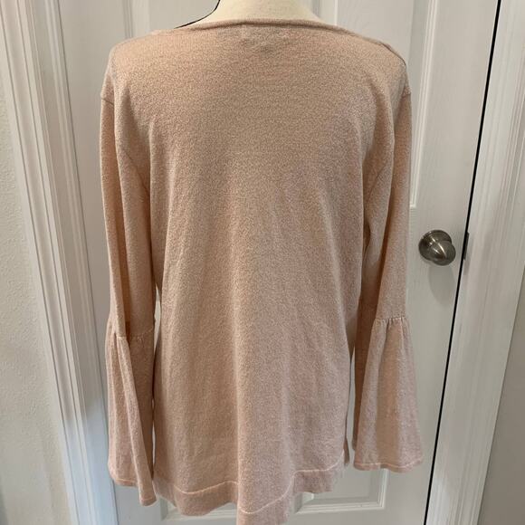 NWOT Calvin Klein Gold Metallic Bell Sleeved Sweater - XL - Picture 2 of 7